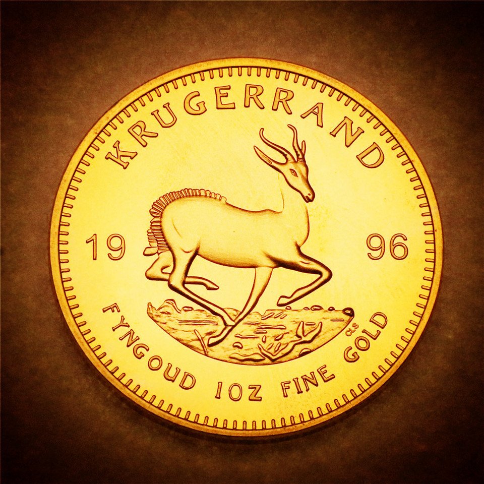 

Сувенирная позолоченная монета Krugerrand 1 унция 1996 года