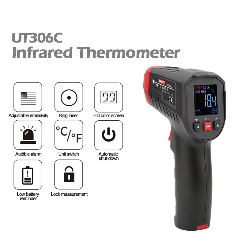 

UNI-T UT306S UT306C цифровой термометр лазерный бесконтактный бытовой промышленный температурный пистолет профессиональный измеритель температуры