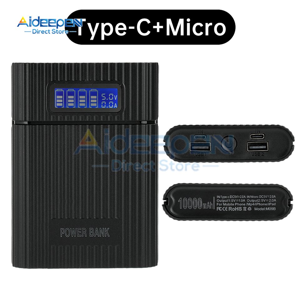 

4*18650 Чехол Power Bank Внешний ЖК-дисплей Коробка для хранения зарядки аккумулятора Без аккумулятора DIY Power Shell для iPhone Xiaomi