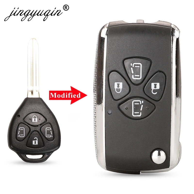 

Jinyuqin модифицированный чехол для ключа с 4 кнопками для Toyota Alphard Corolla RAV4 Yaris Prado Camry Crown Avalon Remote Key Case Upgrade