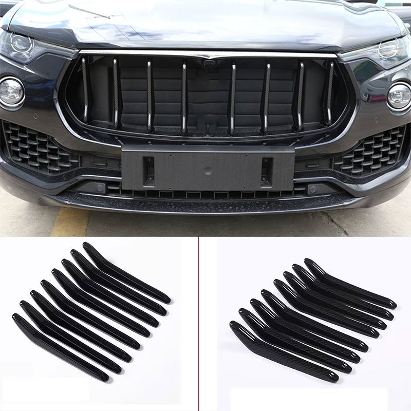 

Для 2016-2021 Maserati Levante ABS углеродное волокно автомобильный Стайлинг передняя решетка отделочная полоса Аксессуары для внешней отделки автомобиля набор из 8 штук