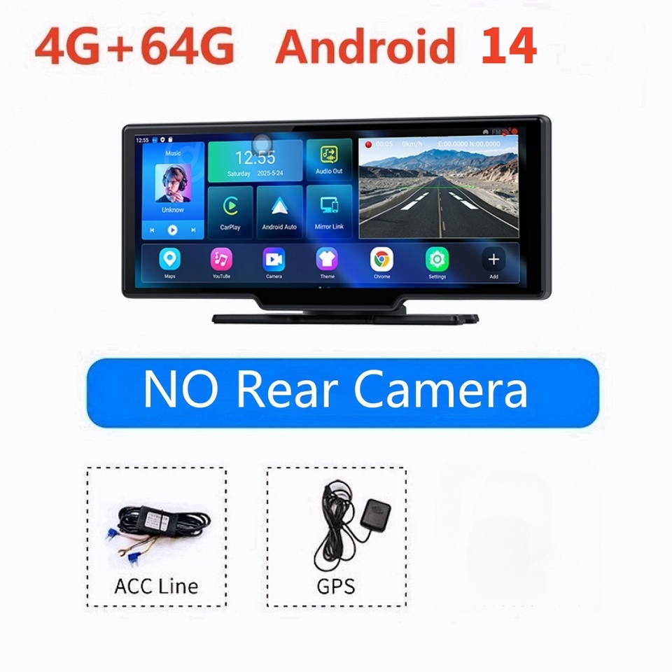 

10,26 дюймов 4G + 64G Android 14.0 4G Автомобильное зеркало заднего вида Stream Media GPS Navi Dash Cam Двойная камера 1080P Автомобильный видеорегистратор ADAS Super Night