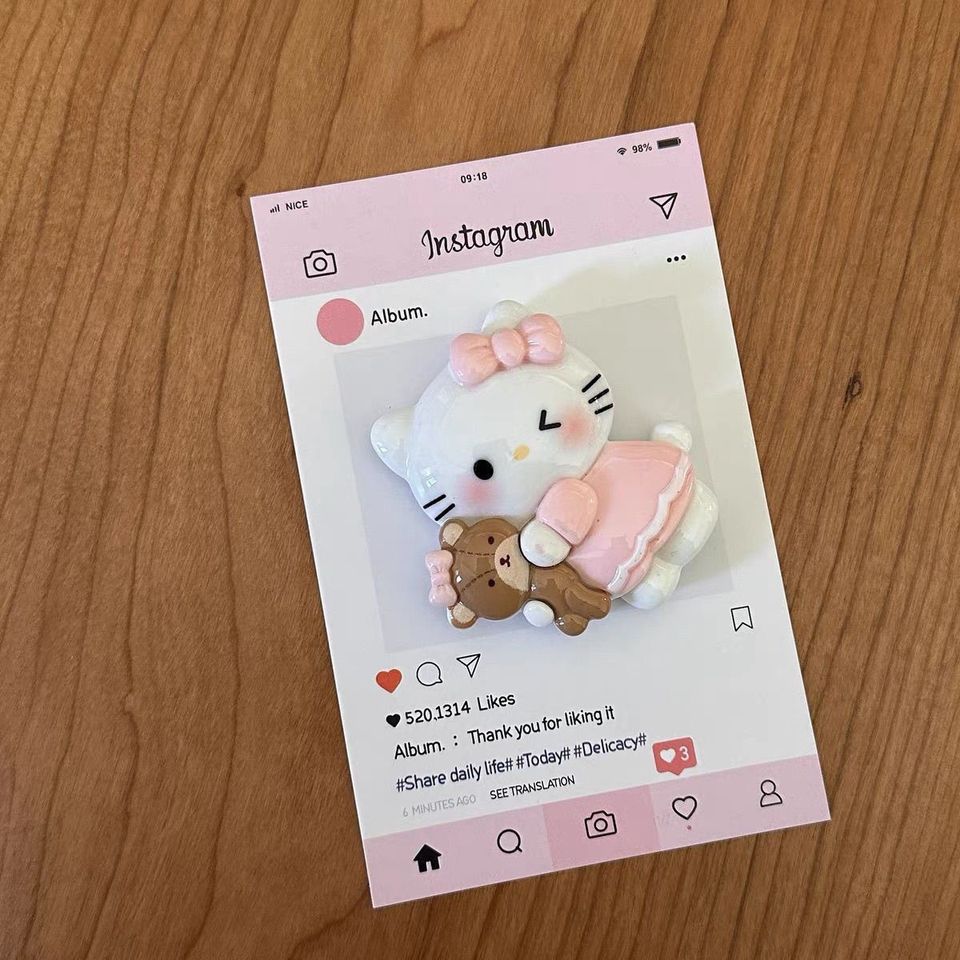 

|Cute cartoon character Hello kitty red creative refrigerator stickers Kawaii decoration Magnetic message stickers Holiday gifts