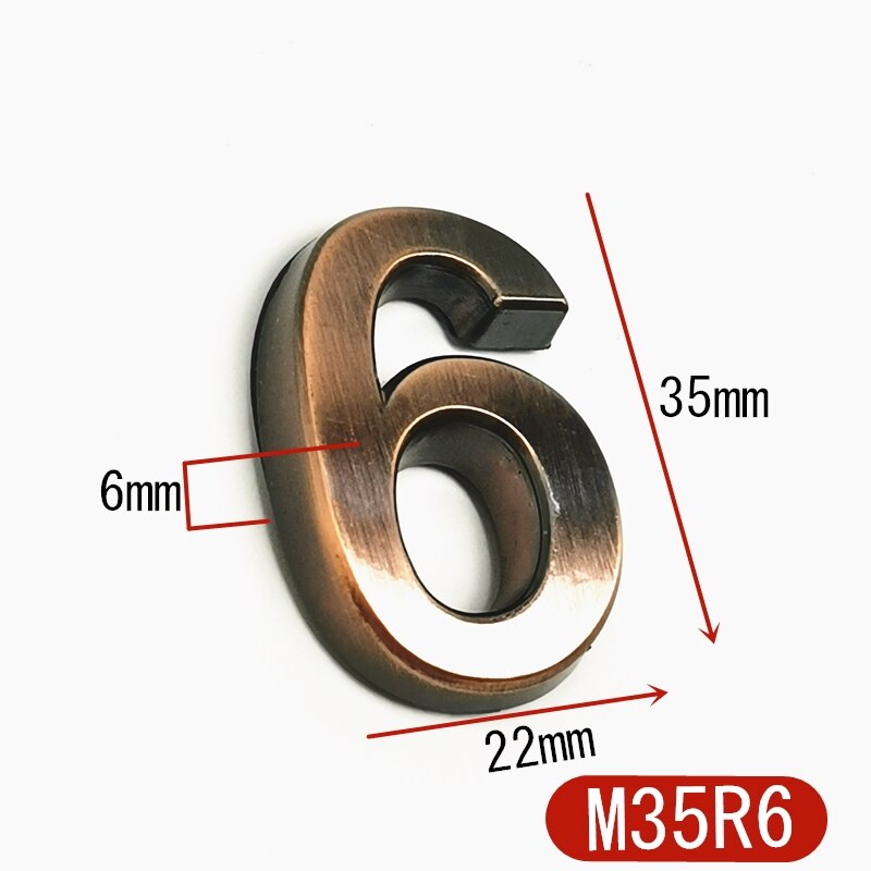 

3,5 см 3D номер дома ABS пластиковая дверная табличка цифры красная медь самоклеящиеся 0-9 цифры двери индивидуальные адресные знаки для дома