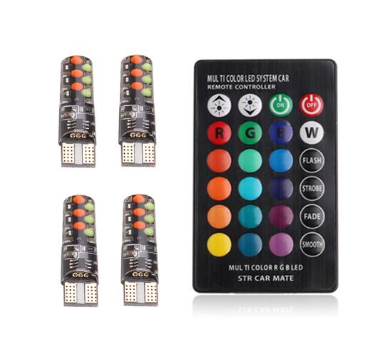 

RGB LED T10 W5W Led 194 168 W5W 5050 SMD Автомобильный купольный светильник для чтения Автомобильная клиновая лампа RGB Светодиодная лампа с пультом дистанционного управления 12 В
