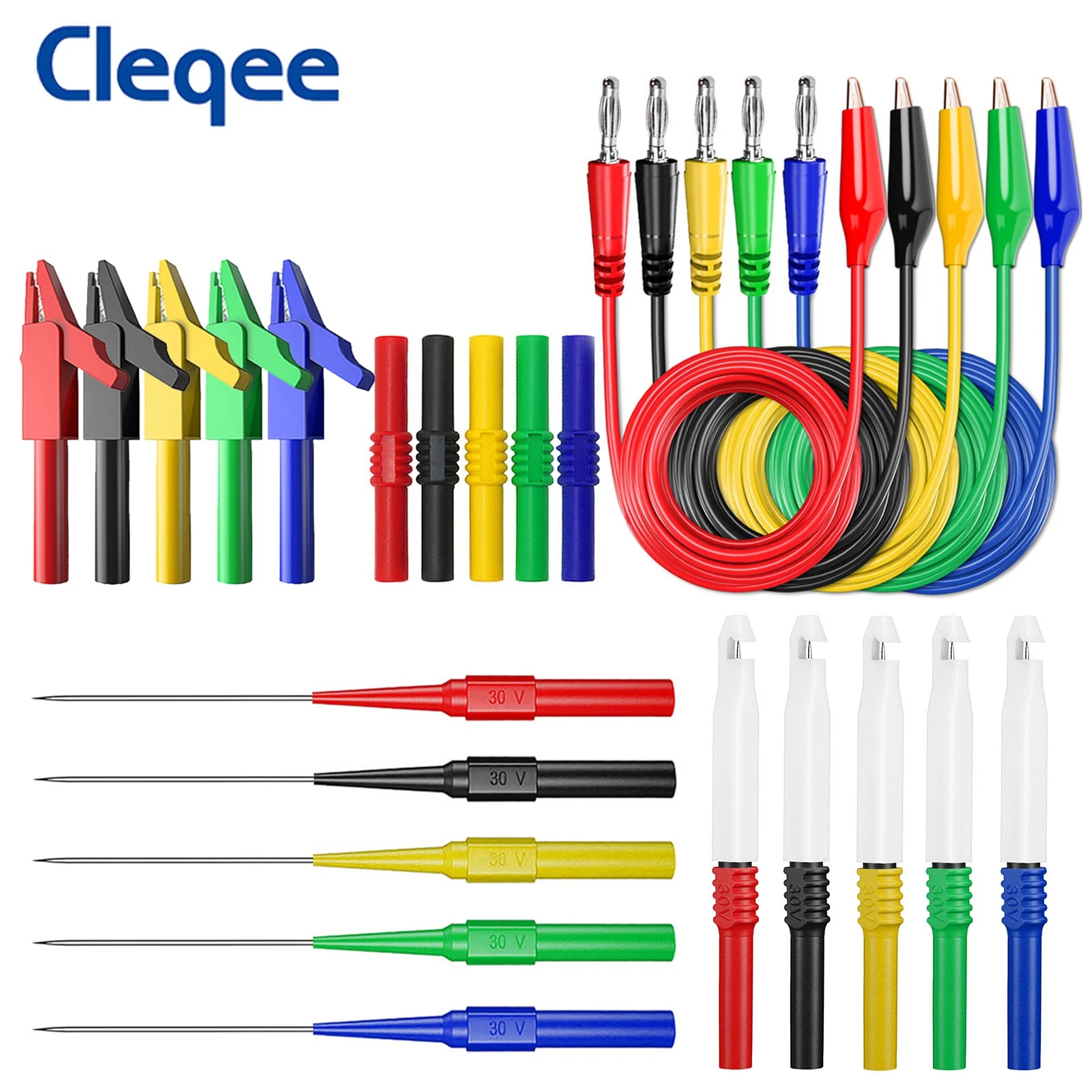 

Cleqee P1920A 25 шт. Цифровой мультиметр набор тестовых проводов Зажим типа «крокодил» до 4 мм банановый штекер с тестовым зондом комплект заднего зонда 1 м кабель