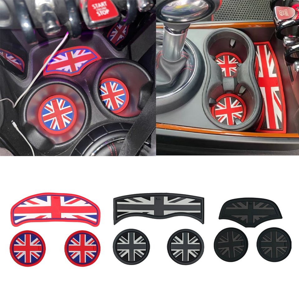 

Черный Коврик Union Jack Для Хранения Чашек С Водой Mini Cooper S JCW F54 F55 F56 F57 F60 Countryman Clubman Набор Аксессуаро...