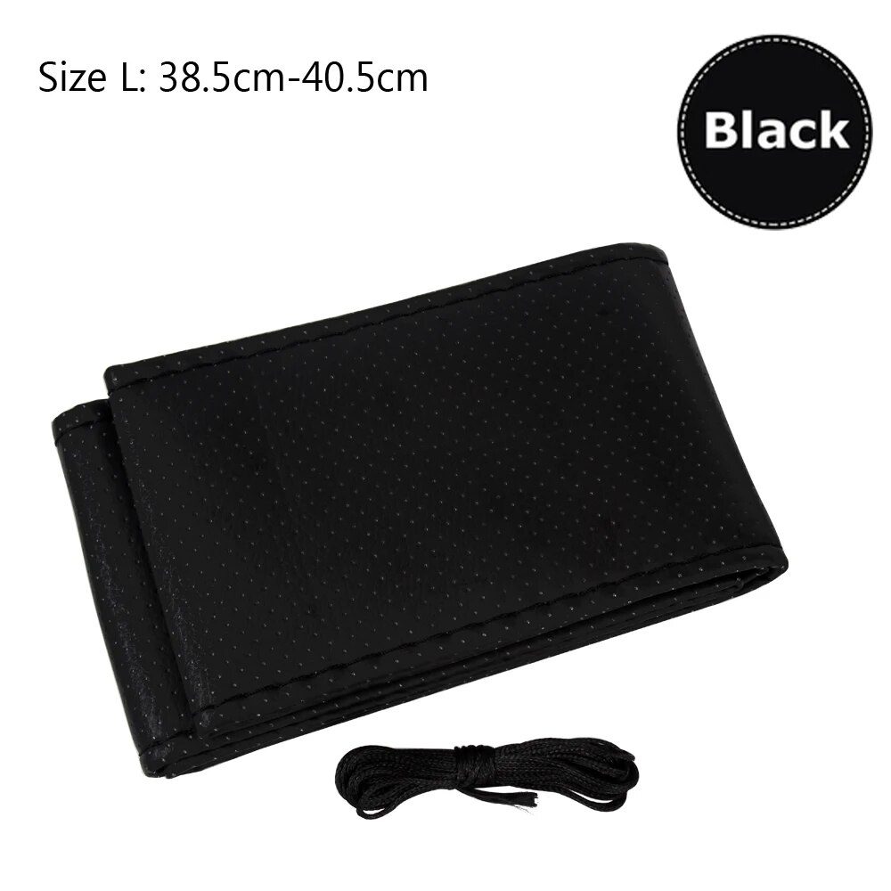 

1 шт., чехлы на руль автомобиля «сделай сам», с игольной нитью, искусственная кожа, серый, черный, защита для интерьера, автомобильные аксессуары