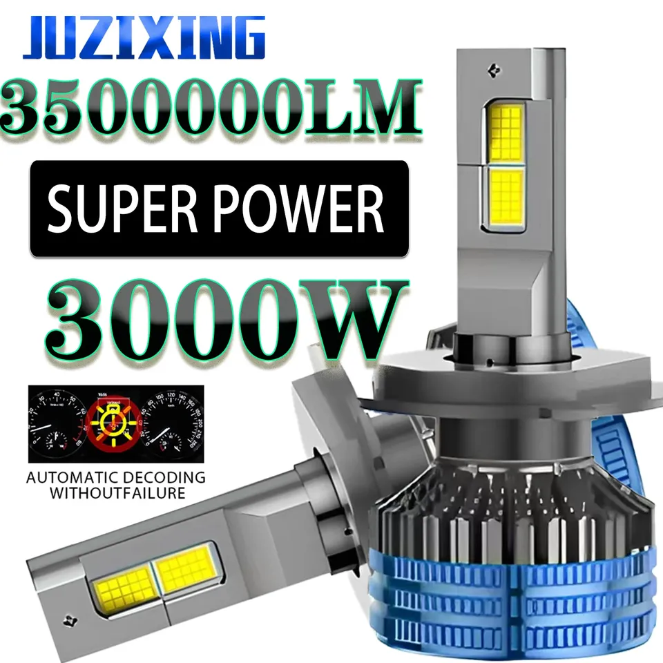 

JUZIXINGLED Светодиодная лампа для фар Маяк 3000 Вт Фара дальнего и ближнего света Canbus12v 24v Грузовик H7 H1 H9 9005 HB3 9006 HB4 Турболампа