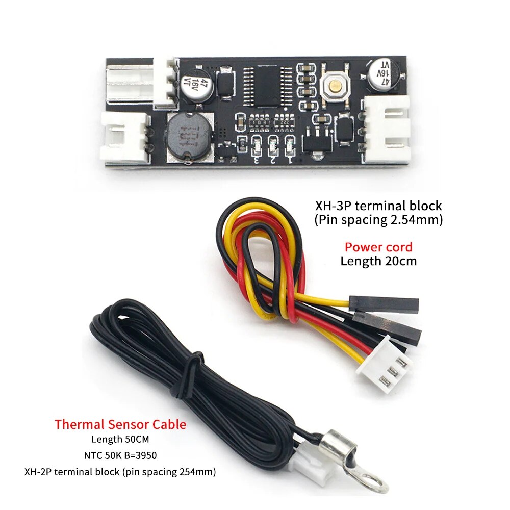 

Одиночный 12-вольтовый 0.8A DC PWM 2-3-проводной вентилятор с контроллером температуры и скорости, шасси компьютера, модуль шумоподавления NTC B 50K 3950