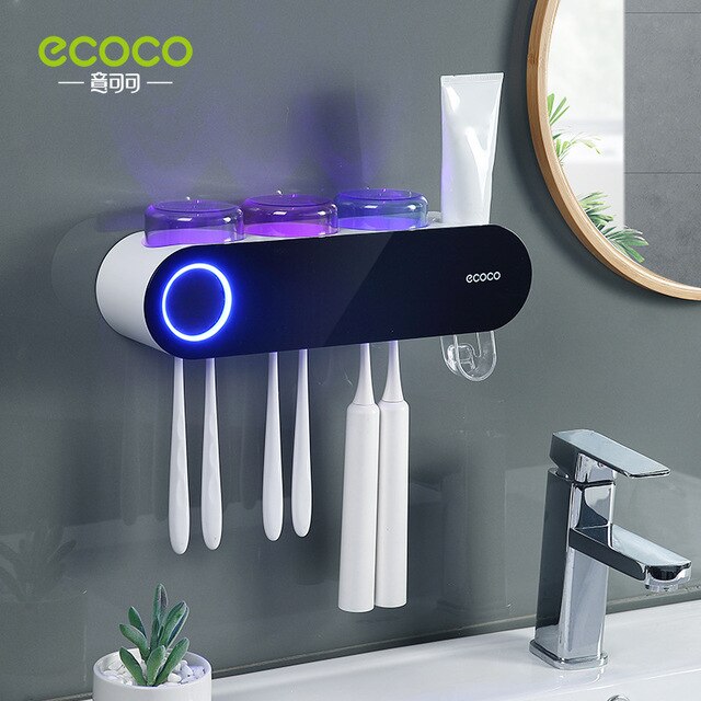 

Новый держатель для электрической зубной щетки ECOCO, УФ стерилизатор, настенный диспенсер для зубной пасты, Стеллаж с солнечной батареей и USB-зарядкой
