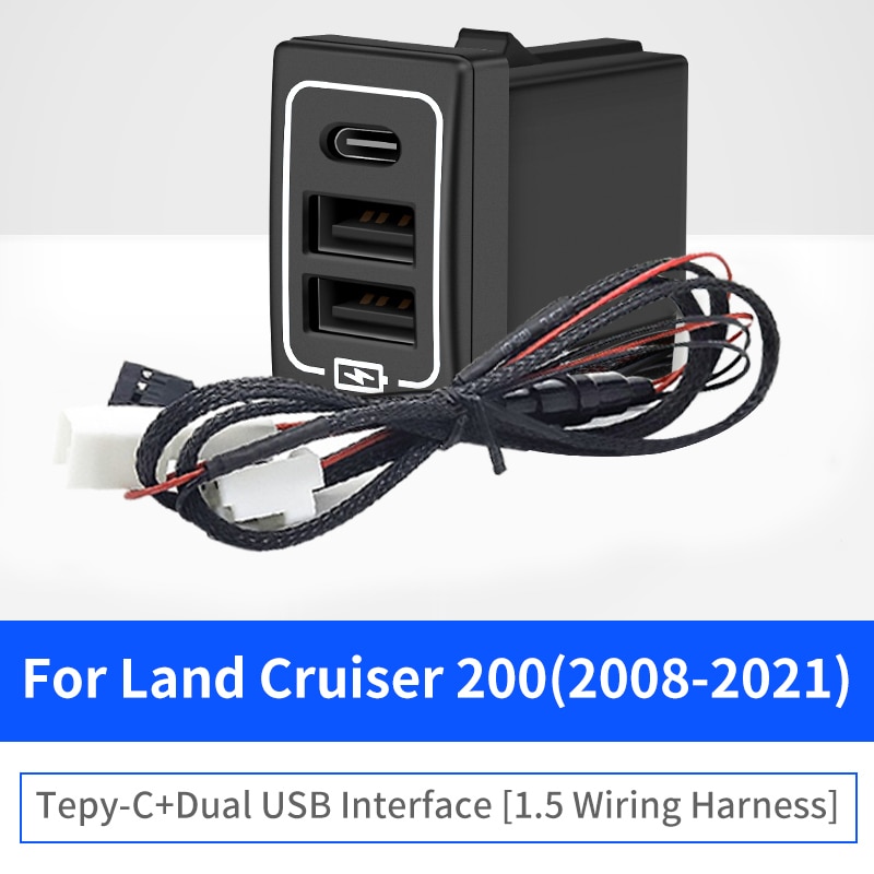 

Подходит для Toyota Series USB разъем для зарядки PD Type C Интерфейс быстрой зарядки Land Cruiser 200 Prado 150 LC200 LC150 Highlander RAV4 Camry Corolla аксессуары для модификации 2021-2010 2020 2019 2018 2017 2016