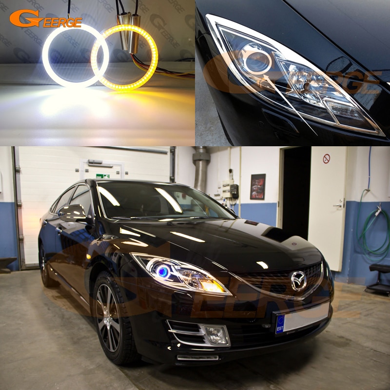 

Для Mazda 6 Mazda6 Atenza GH MK2 2008 - 2012 ультра яркий A/W Переключение Дневной светильник сигнал поворота комплект светодиодов «глаза ангела» Halo Rings