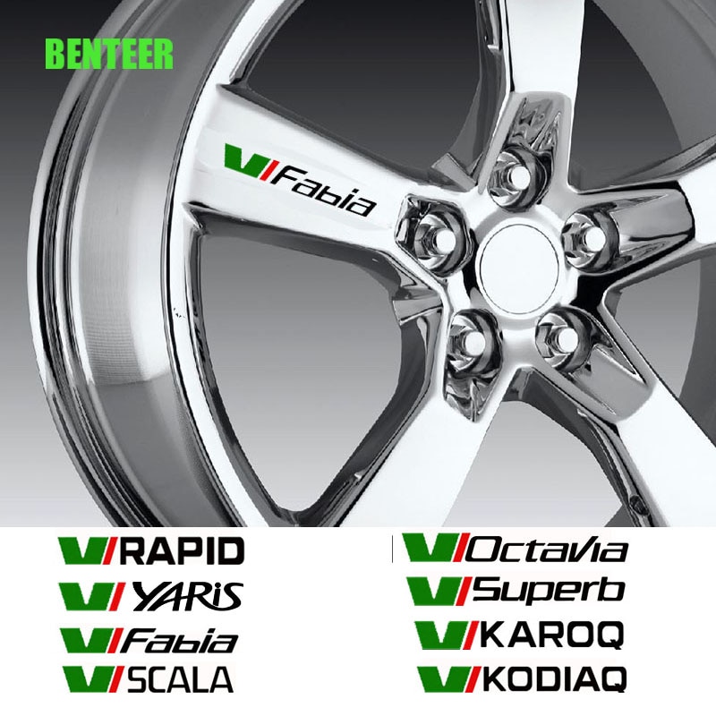 

4 шт. наклейки на автомобильные колеса для Skoda Octavia 2 A7 A5 Fabia 3 Rapid Superb 3 Kodiaq Scala Karoq Kamiq