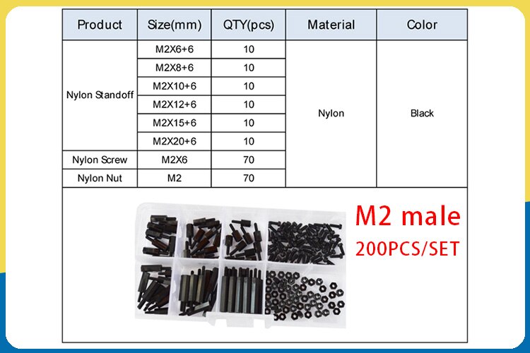 

Шестигранные нейлоновые стойки M2 M2.5 M3 M4 черный белый набор