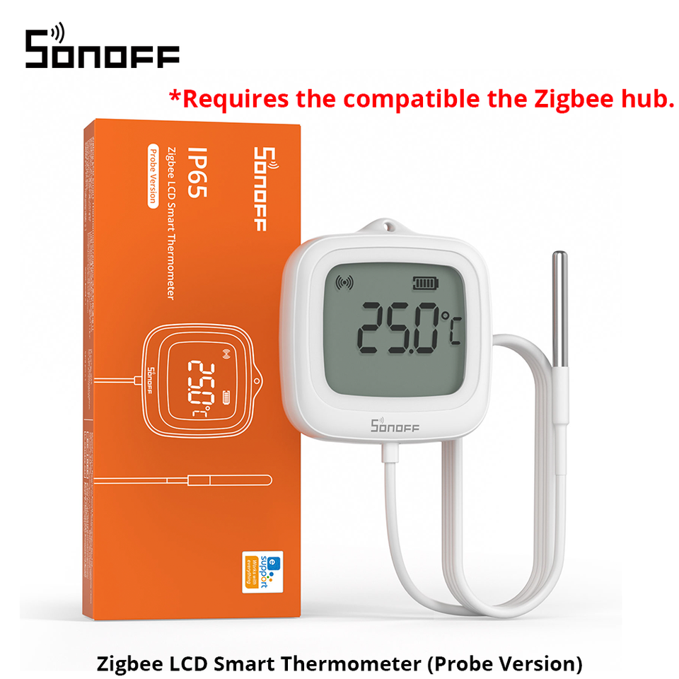 

SONOFF SNZB-02LD IP65 Zigbee ЖК-умный термометр с зондом для обнаружения бассейна, ванны, холодильника, морозильной камеры, измерения температуры жидкости
