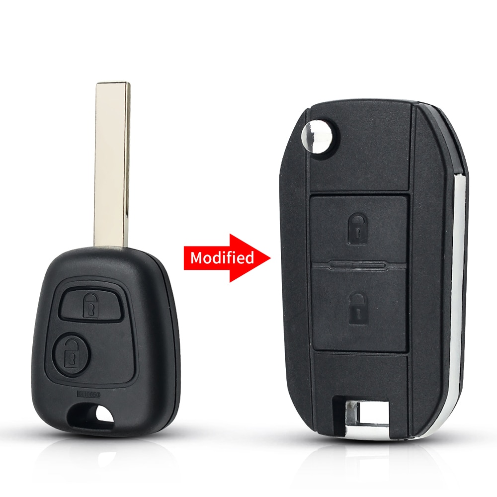 

KEYYOU модифицированный складной чехол для автомобильного ключа для Peugeot 307 107 207 407 Citroen C2 C3 Xsara, чехол с дистанционным управлением и 2 кнопками HU83 Blade