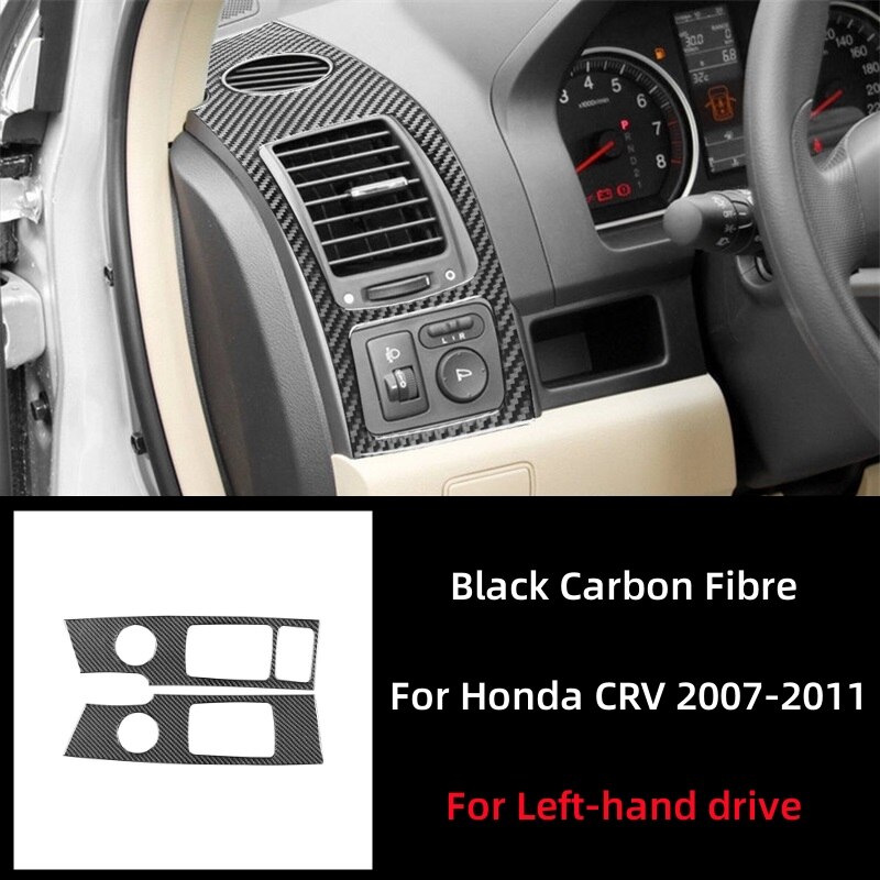 

Аксессуары для Honda CRV 2007 2008-2011, панель приборной панели из углеродного волокна для салона автомобиля, обе стороны, вентиляционные выходы, декоративная рамка, крышка, отделка