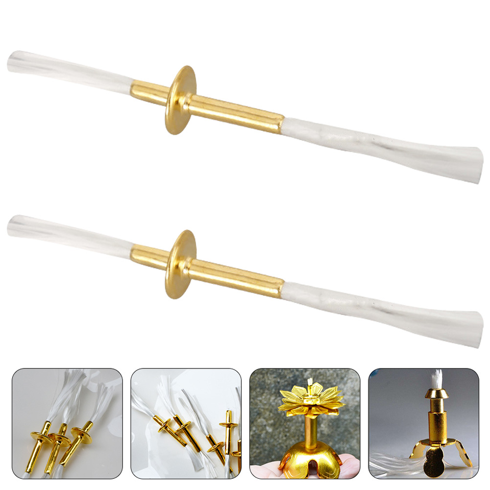 

2 Pcs Component Wick Tube Kerosene Lantern Oil Alloy Holders Replacement Burner