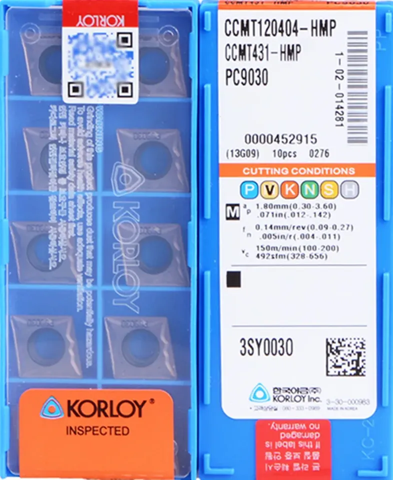 

CCMT 060204 CCMT09T302 CCMT09T304 CCMT09T308 HMP PC9030 KORLOY Карбидная пластина Обработка: нержавеющая сталь