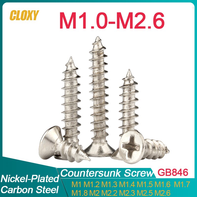 

CLOXY Мини саморезы стальные никелированные M1-M2.2