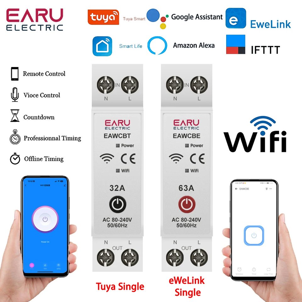 

Интеллектуальный выключатель EARU WIFI 63А