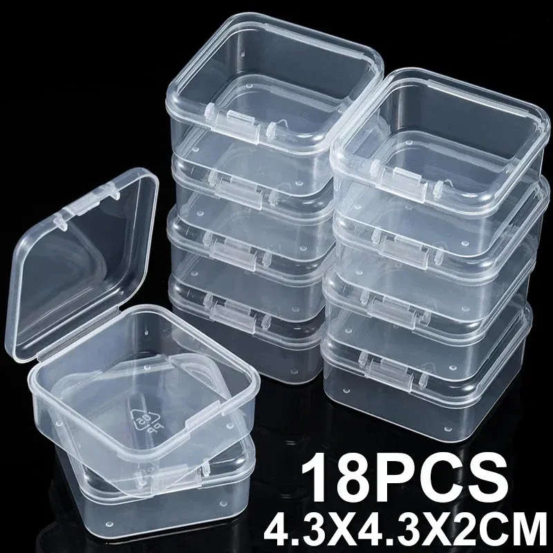 

6-60PCS Clear Bead Storage Box Small Plastic Bead Organizer Containers with Hinged Lid for Jewelry Making Craft Supplies Parts