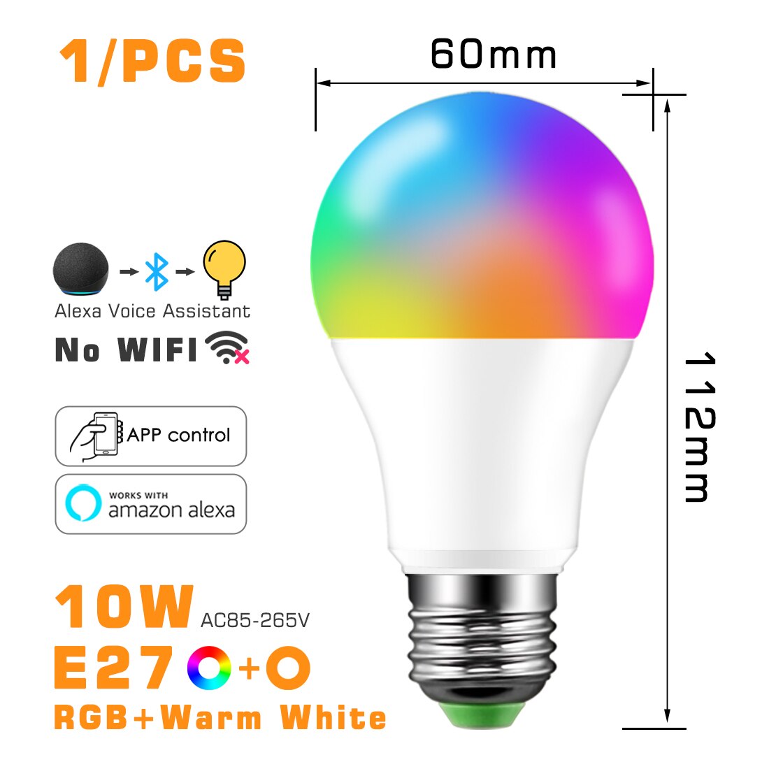 

FLYIDEA Светодиодная лампочка RGB для Alexa 220V