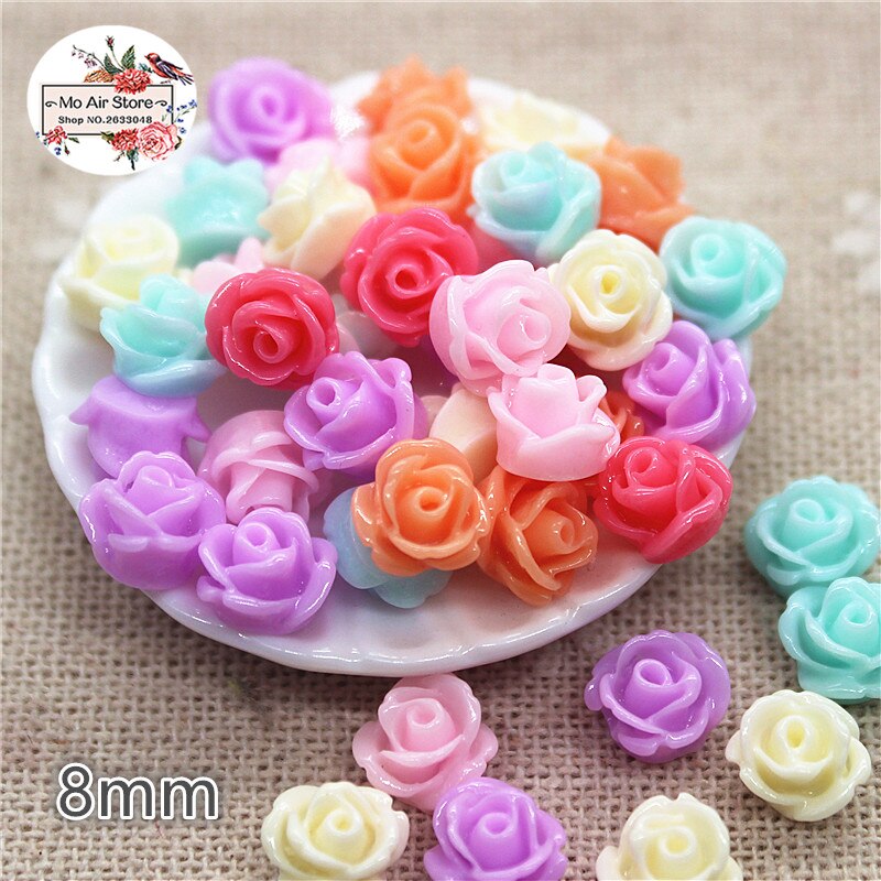 

100 шт. разноцветные маленькие цветочки из смолы Ywbeads кабошоны 8 мм