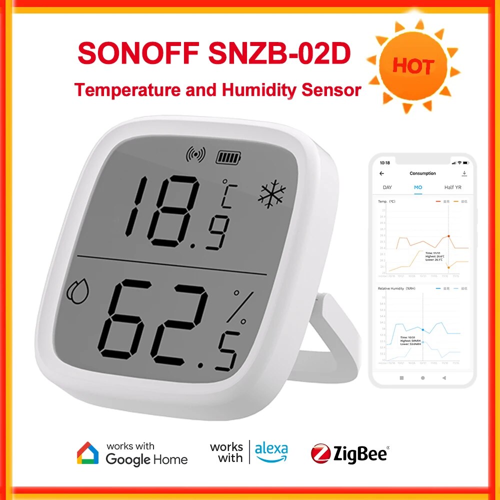 

Датчик температуры и влажности SONOFF SNZB-02D Zigbee