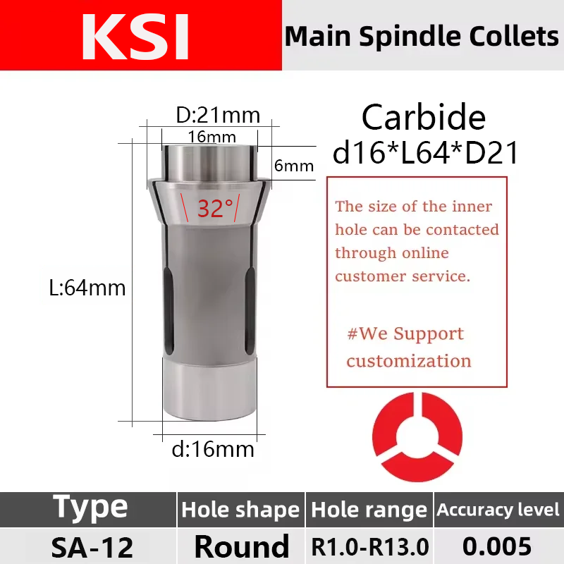 

KSI SA12 EF16/1212E TF16 171.001 F16 SD125R Швейцарская цанговая твердосплавная направляющая втулка