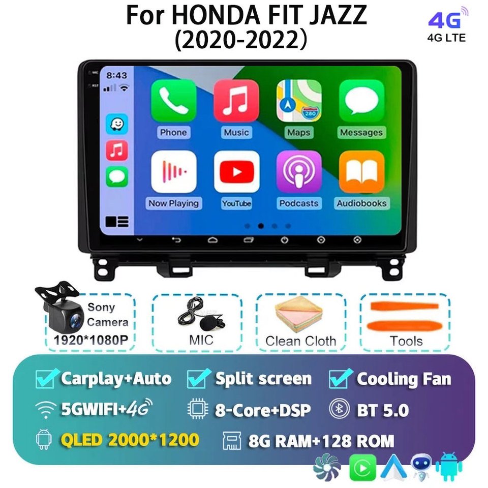 

Android 15 Carplay Auto DSP для HONDA FIT JAZZ 2020 2021 2022, автомобильный радиоприемник, GPS-плеер, навигация, 2 Din, мультимедиа, DVD, видео, стерео
