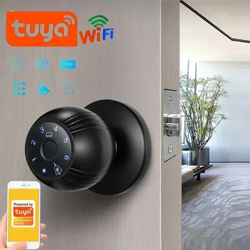 

Умный шаровой дверной замок Tuya fingerprint password IC card NFC unlock