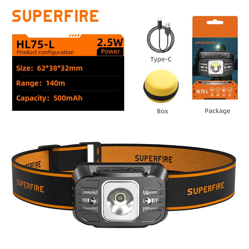 

SUPERFIRE HL75 мини налобный фонарь красный