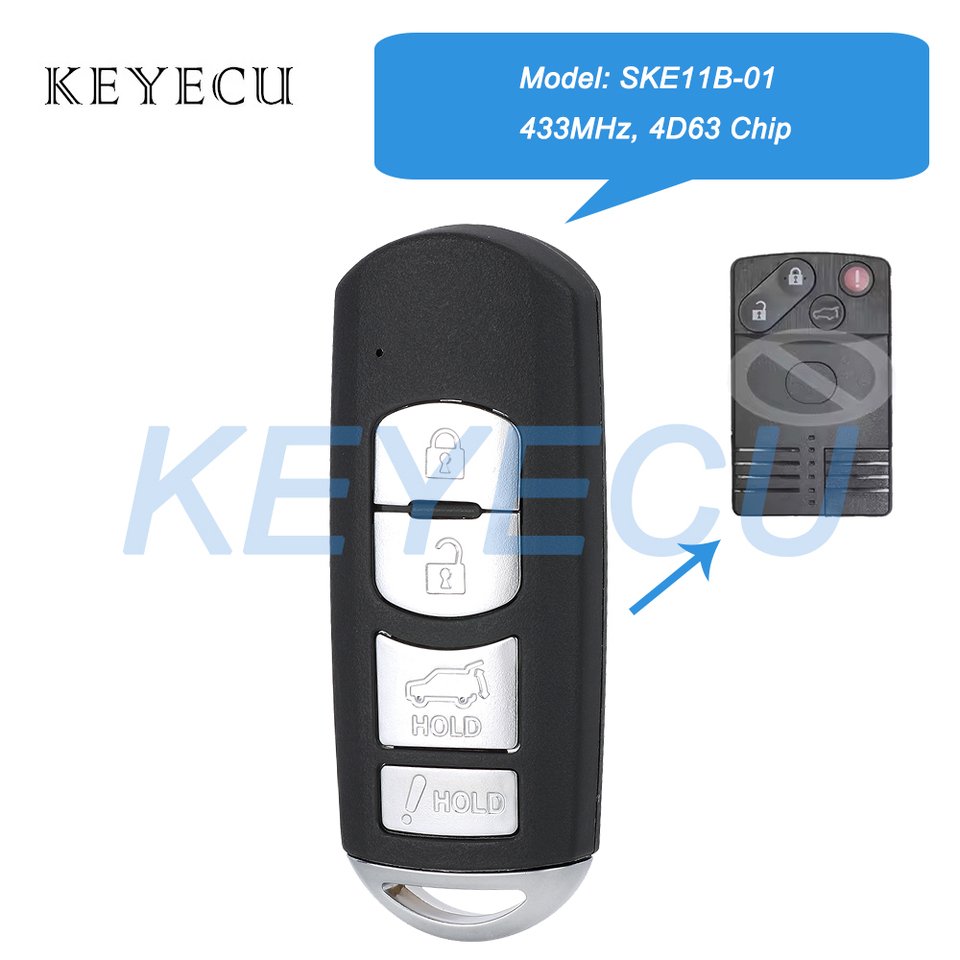 

Keyecu SKE11B-01 433 МГц 4D63 Чип Смарт-брелок с 4 кнопками Замена для Mazda CX-7 CX-9 2007 2008 2009 Модель: SKE11B-01