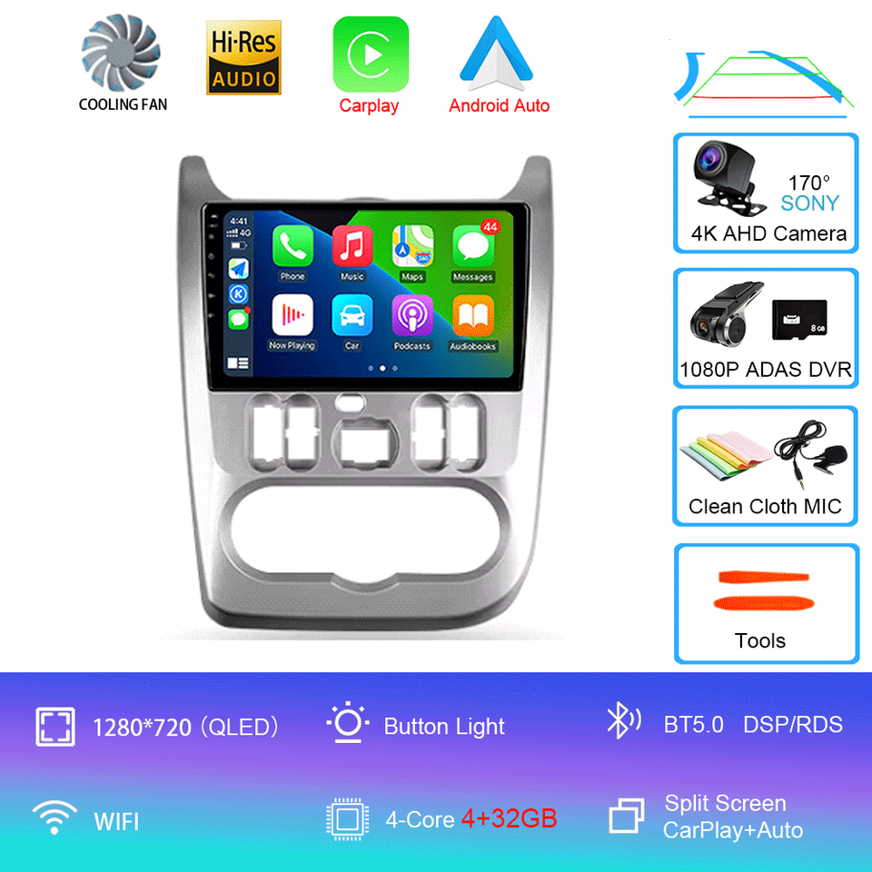 

Автомобильный радиоприемник Android 14 для Renault Logan 1 Sandero 2009-2015 для Dacia Duster 2010-2017 Мультимедийный видеоплеер Навигация s