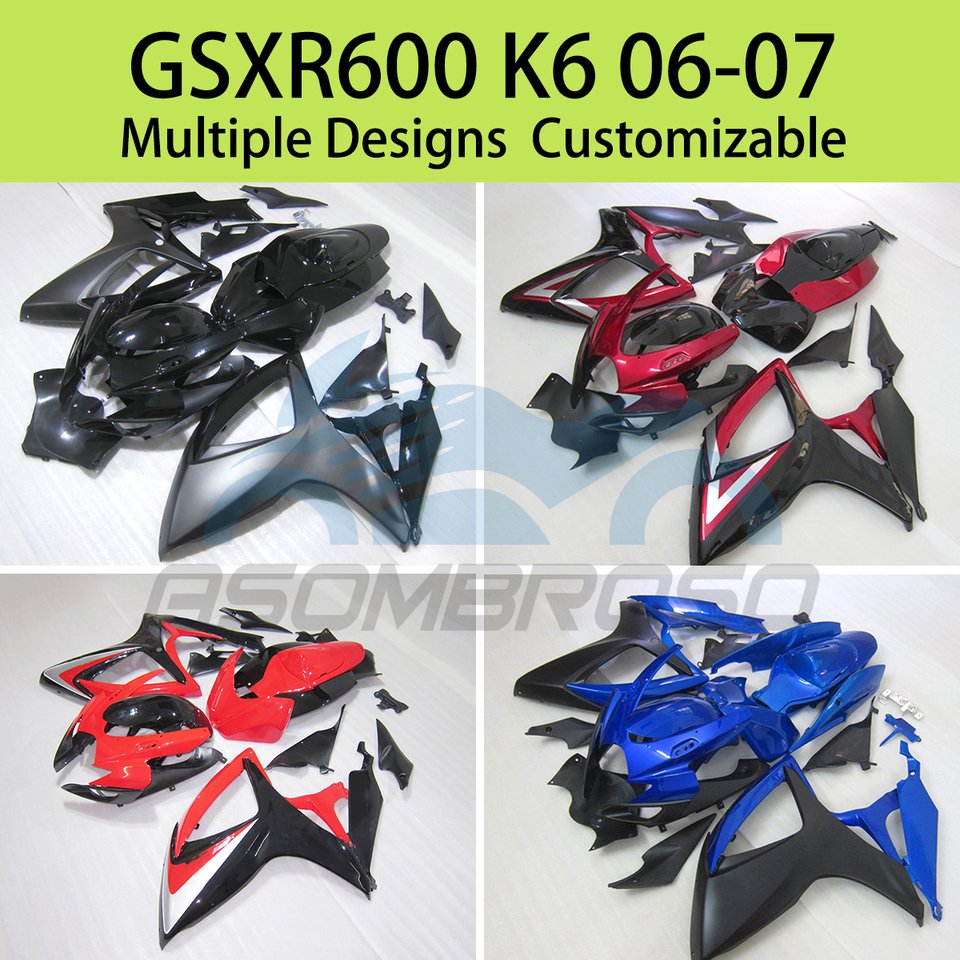 

GSXR600 GSXR750 06 07, комплект обтекателей для мотоцикла SUZUKI GSXR 600 750 K6 2006 2007, комплект обтекателей, подходит для настраиваемых