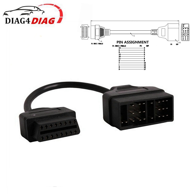 

Диагностический разъем OBD2, 22-контактный на 16-контактный разъем для Toyota 22PIN, кабель-адаптер OBDII, передача для Toyota 22Pin к OBD2 16Pin