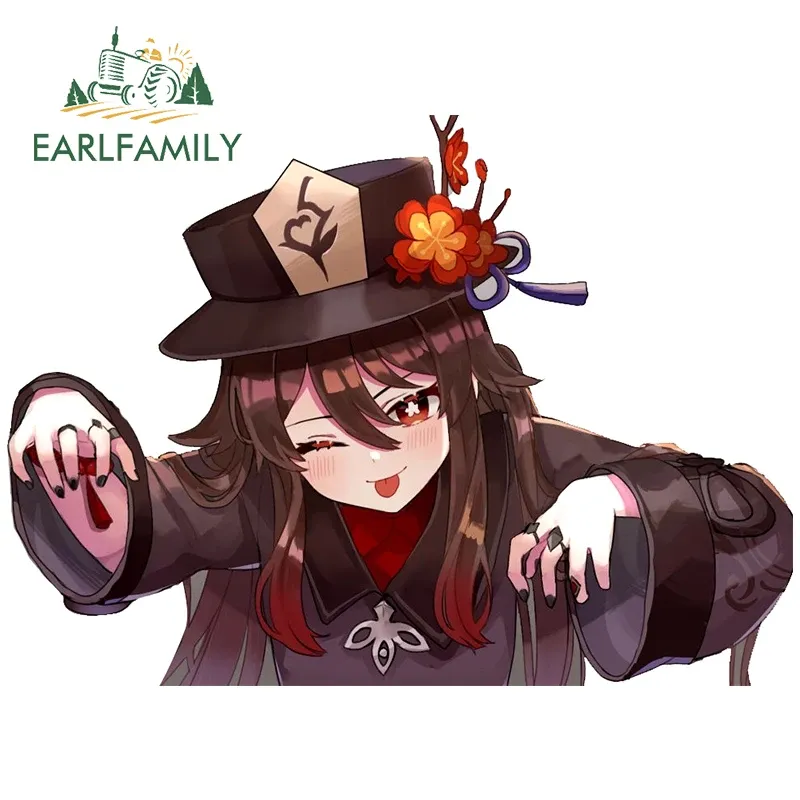 

EARLFAMILY 13 см x 9,4 см для Ху Тао забавные автомобильные аксессуары наклейки виниловые DIY наклейки кондиционер солнцезащитный автомобильный Декор
