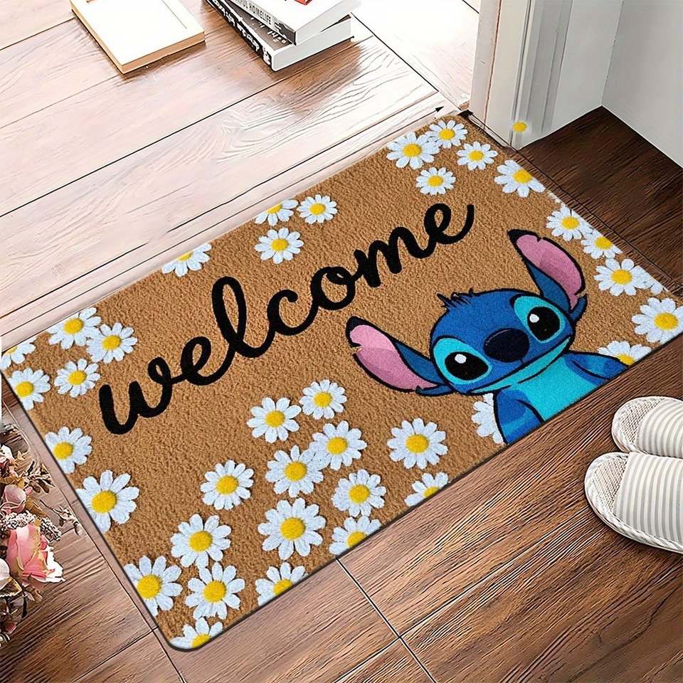 

Stitch's Daisy Welcome MatSoft, впитывающие и нескользящие, коврики для ванной комнаты, коврики для йоги, украшение для дома
