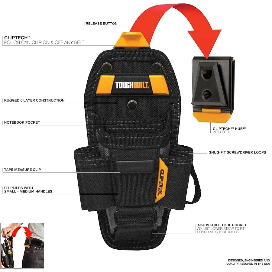 

TOUGHBUILT BEA Technician Сумка для инструментов среднего размера с 7 карманами, подходящая для длинных или коротких инструментов TB-CT-36-M7
