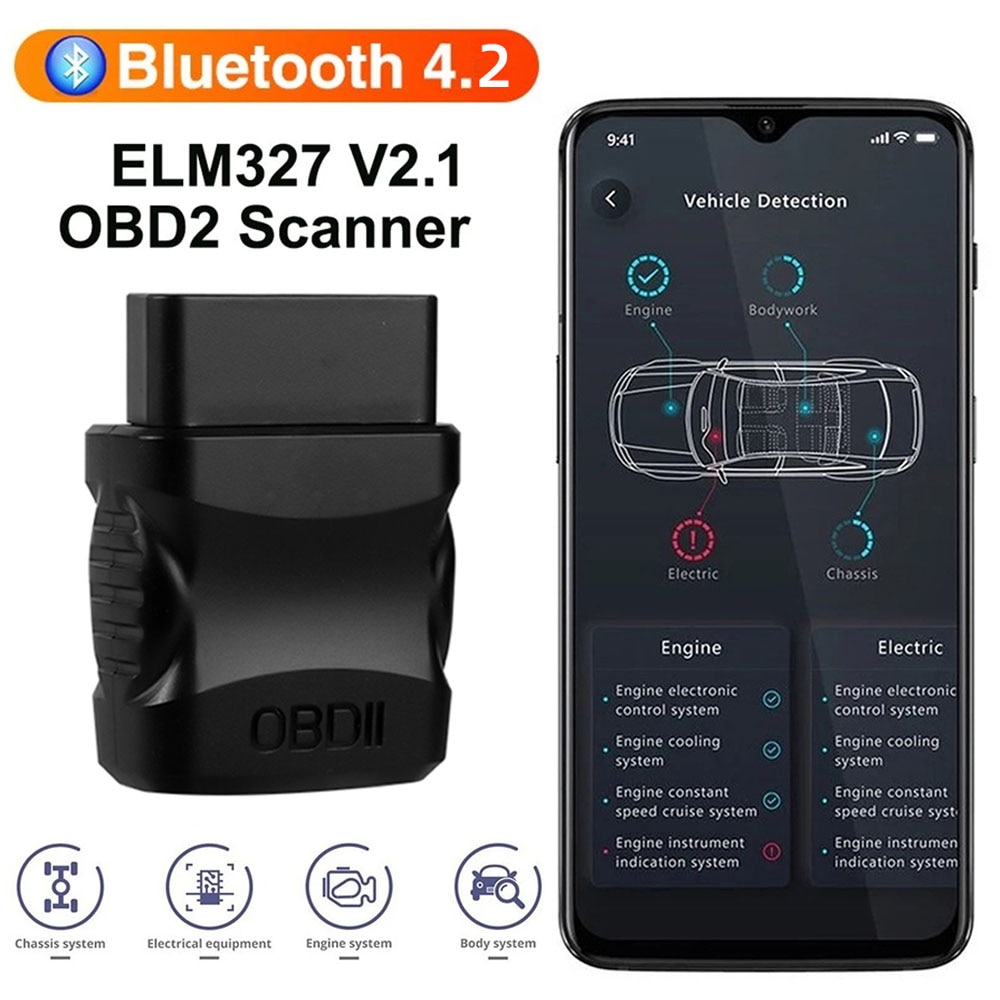 

ELM327 V2.1 Считыватель кодов неисправностей двигателя автомобиля Сканер OBD2 Bluetooth 4.2 Автомобильный экскотический сканер EOBD Устройство считывания кодов неисправностей для IOS/Android