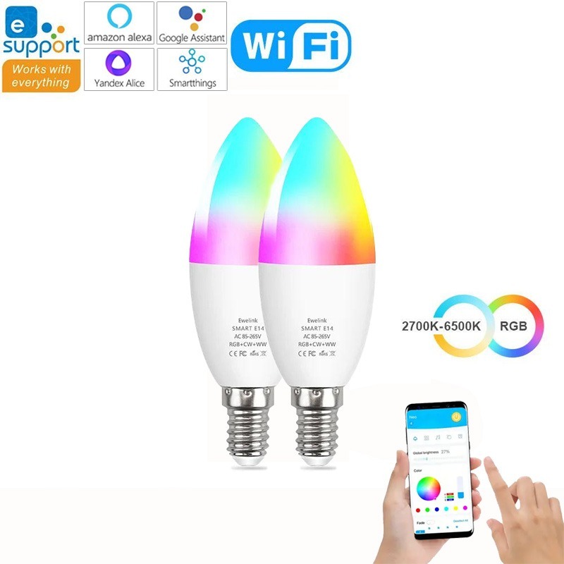 

Умная Светодиодная Лампа E14 Zigbee Rgb С Регулируемой Яркостью, Работает С Alexa Google Home