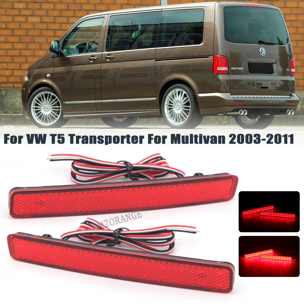 

Светодиодный отражатель заднего бампера для Volkswagen VW T5 Transporter Caravelle Multivan 2003-2011, задний стоп-сигнал, стоп-сигнал