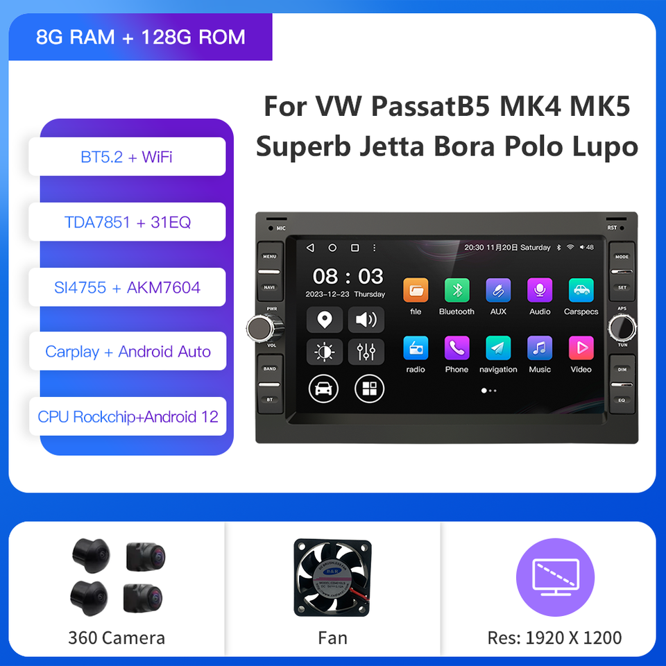 

Мультимедийная магнитола Kapud, мультимедийный плеер на Android 12, 7 дюймов, для VW Polo 9n3, PASSAT B5, MK4, SHARAN, Jetta, Bora, T5, CITI CHICO