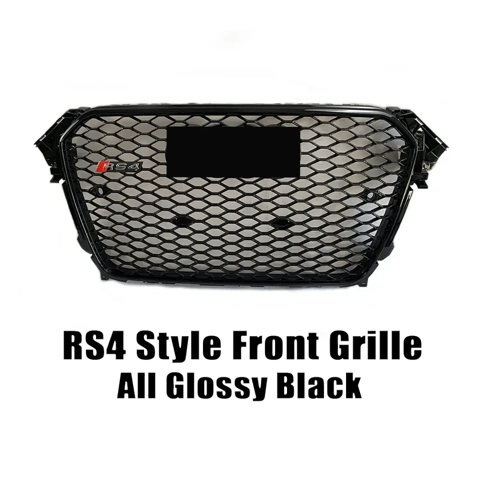 

XVIP RS4 стиль черный + хромированное кольцо в стиле соты, решетка переднего бампера, подходит для Audi A4 B8.5 2013-2015, верхняя решетка