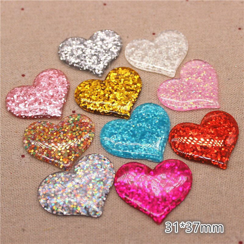 

10 шт., блестящие кабошоны в виде сердца, 31х37 мм, Ywbeads