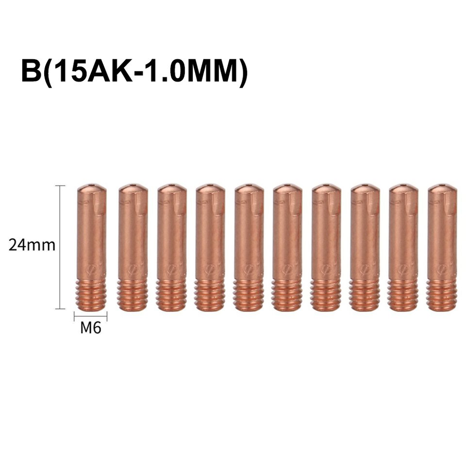 

10 шт. 15AK насадки M6x24 мм сварочная горелка контактный наконечник газовое сопло 0,8 мм 1,0 мм 1,2 мм аксессуары для сварочных горелок MIG