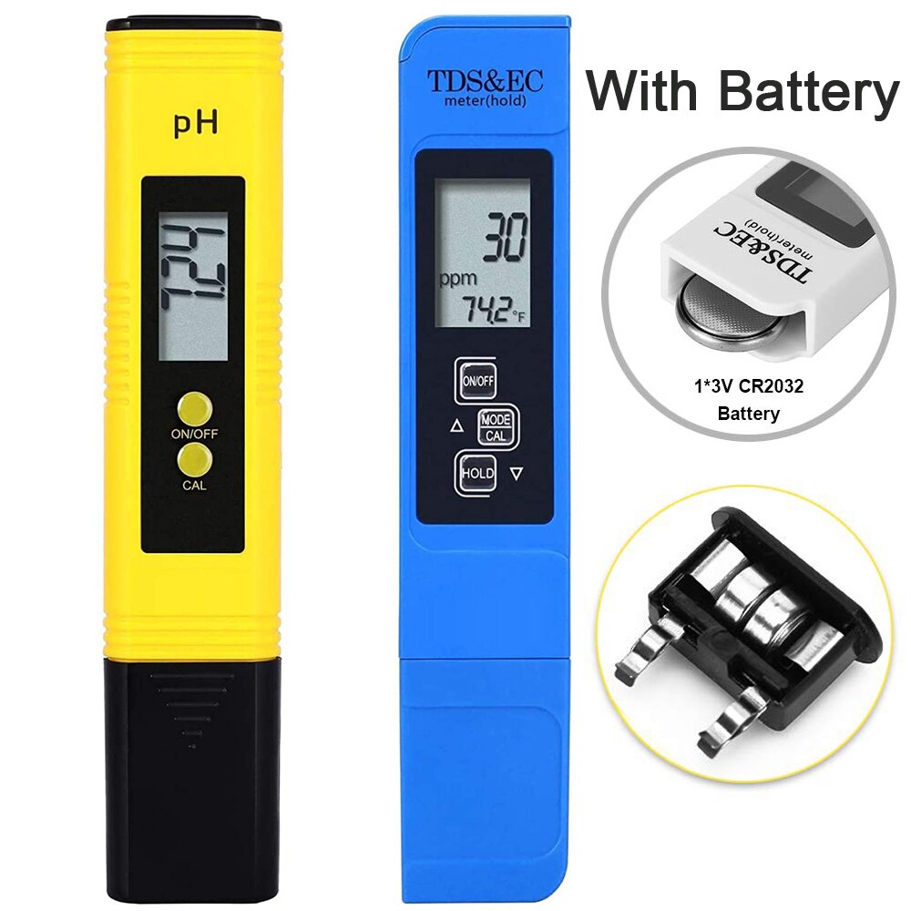 

PH-метр и TDS-метр Цифровой тестер качества воды 0-14 PH-метр Тестер 0-9990PPM TDS & EC LCD Чистота воды PPM Аквариумный фильтр