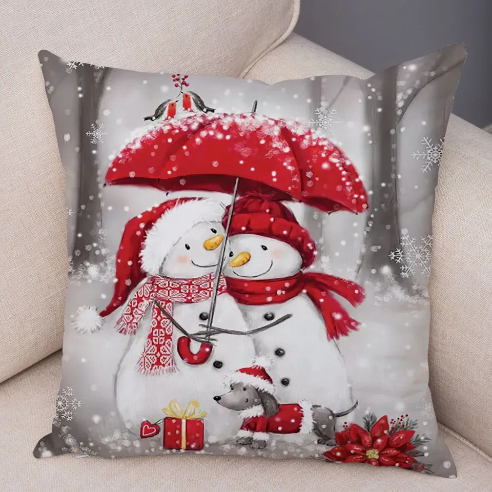 

Декоративная наволочка Cute Cartoon Snowman 45x45 см